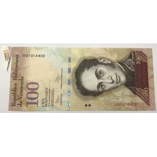 VENEZUELA 2012 . ONE HUNDRED 100 BOLIVARES . ERROR . EXTRA FLAP